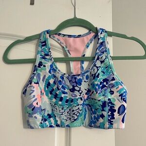 Lilly Pulitzer Blue and Pink Patterned Sports Bra